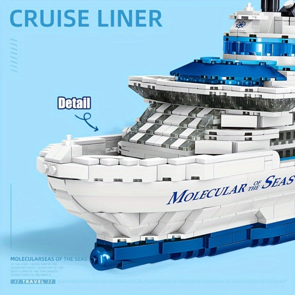 Cruise Ship Building Blocks Model 2428 Pcs – Technic Mini Brick Advanced Construction Set Home Decor Display for Adults Teens Ship Enthusiasts Christmas Birthday Gift