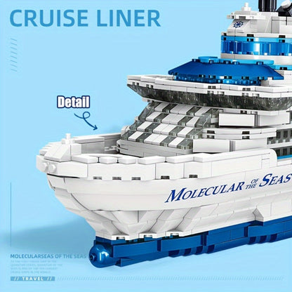 Cruise Ship Building Blocks Model 2428 Pcs – Technic Mini Brick Advanced Construction Set Home Decor Display for Adults Teens Ship Enthusiasts Christmas Birthday Gift