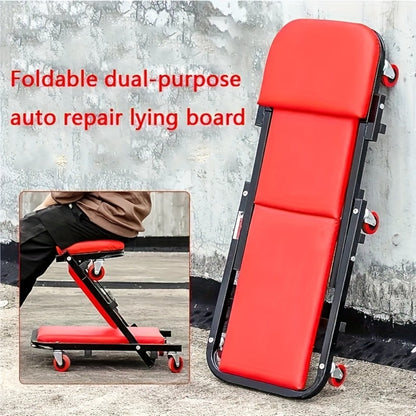 Mechanic Creeper 36-Inch Z-Crawl Folding – Adjustable Load Board, 6-Wheel 2.5" Rolling Garage Repair Seat, Universal Fit with Optional Tool Kit Bundles