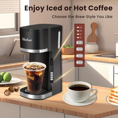 Single Serve Coffee Maker 3-in-1 – Hot & Iced Coffee Machine Compatible with K-Cup Pods, Ground Coffee & Tea, 6-12 oz Brew Sizes, Iced Tea Maker, Compact Countertop Brewer – Black (CM6080/CM6070)