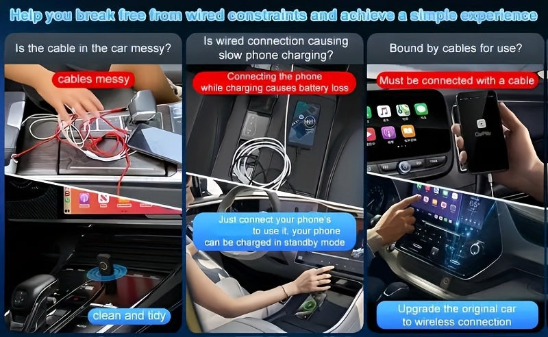 Mini wireless CarPlay adapter, suitable for Apple and Android, plug and play, low latency to convert wired to wireless CarPlay, suitable for a variety of models, upgraded in 2025, fast and stable connection, no battery required