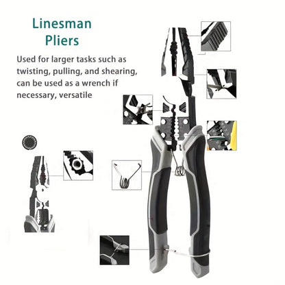 3pcs Pliers Set Diagonal Pliers Needle Nose Pliers Wire Cutter Multifunctional Electrician Hand Tools Heavy Duty Hardware Tool Kit