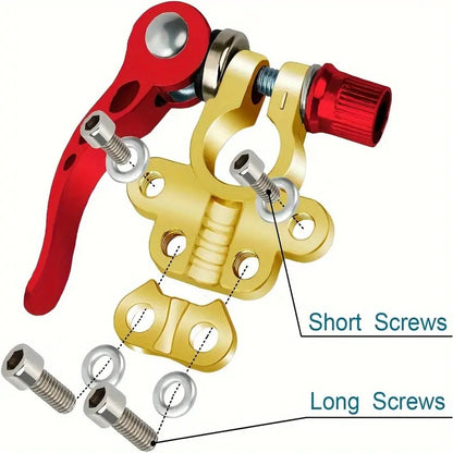 Car Battery Terminal Connectors Kit - 4-Way Quick Release Disconnect Clamps, Positive & Negative SAE/JIS Type A Posts for Car, Truck, Motorcycle & Marine (4-Piece Set, Gold)