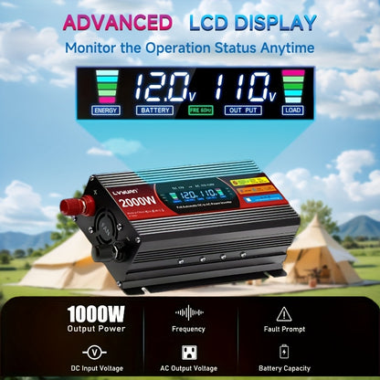 Car Power Inverter 200W / 1000W / 3000W - DC 12V to 110V AC Converter with LCD Display, Dual AC Outlets & Dual USB | For Car, Truck, Boat & Home