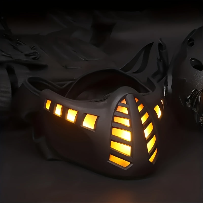 LED Rave Mask Cyberpunk Full Face Light Up Futuristic Sci-Fi – Breathable Halloween Cosplay Costume Mask for Bar Club Music Festival Rave Party, Photo Prop Gift for Men & Women Adults
