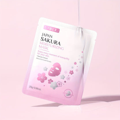 LAIKOU Japan Sakura Hydrating Sheet Mask 20pcs – Deep Moisturizing Face Mask for Dry, Normal & Combination Skin, Travel Skincare Set, Gift for Women