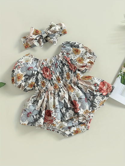 Baby Girls Outfit Set - Floral Graphic Style 29445