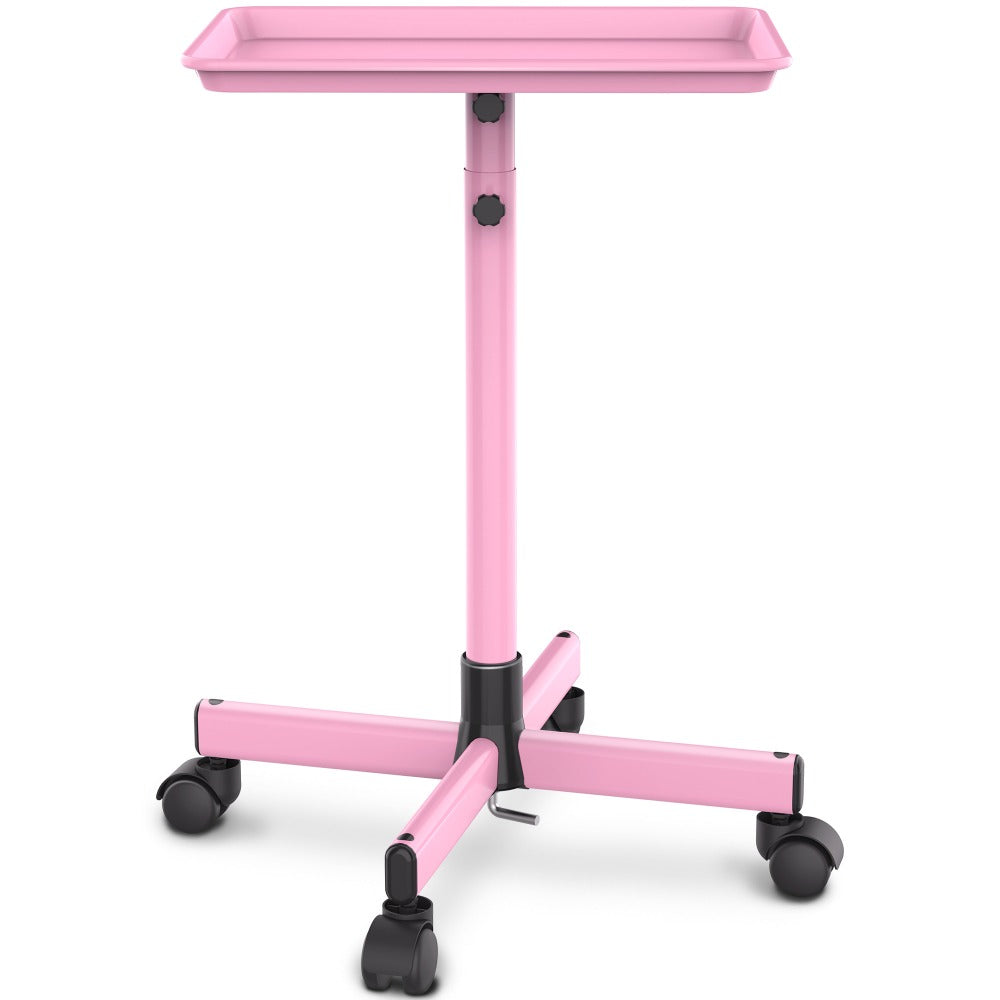 Rolling Salon Tray Cart on Wheels Adjustable Height 17.9x12.8 Inch Mobile Stylist Tray Table for Spa Tattoo Studio Blowdry Bar Aesthetic Clinic Bronze Pink