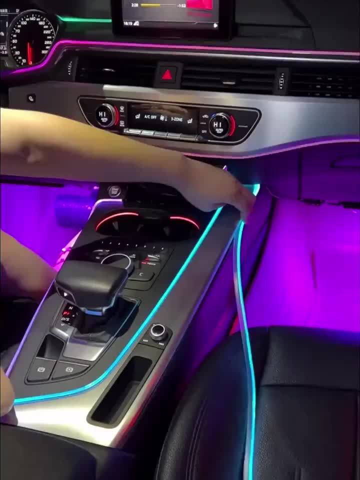 LED Interior Ambient Light Strips with USB, Fiber Optic Illumination for Dashboard and Control Panel, Remote Control, Music Sync - 5V Operating Voltage, LED Light Source, No Battery Required