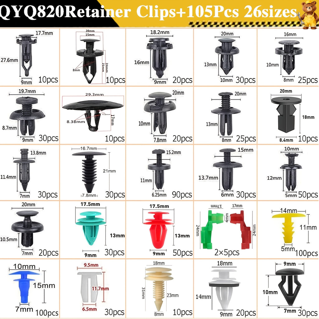 55pcs, 113pcs, 250pcs, 925pcs, 635pcs, 640pcs, 928pcs Bumper Retainer Clips, Car Plastic Rivets Fasteners Remover Push Retainer Kit