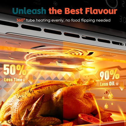 Air Fryer Toaster Oven Combo 15QT Extra Large, 360° Convection, LED Digital Display, Precise Temperature Control – Stainless Steel Interior, 5 Accessories, Healthy Low-Oil Cooking for Family Kitchen