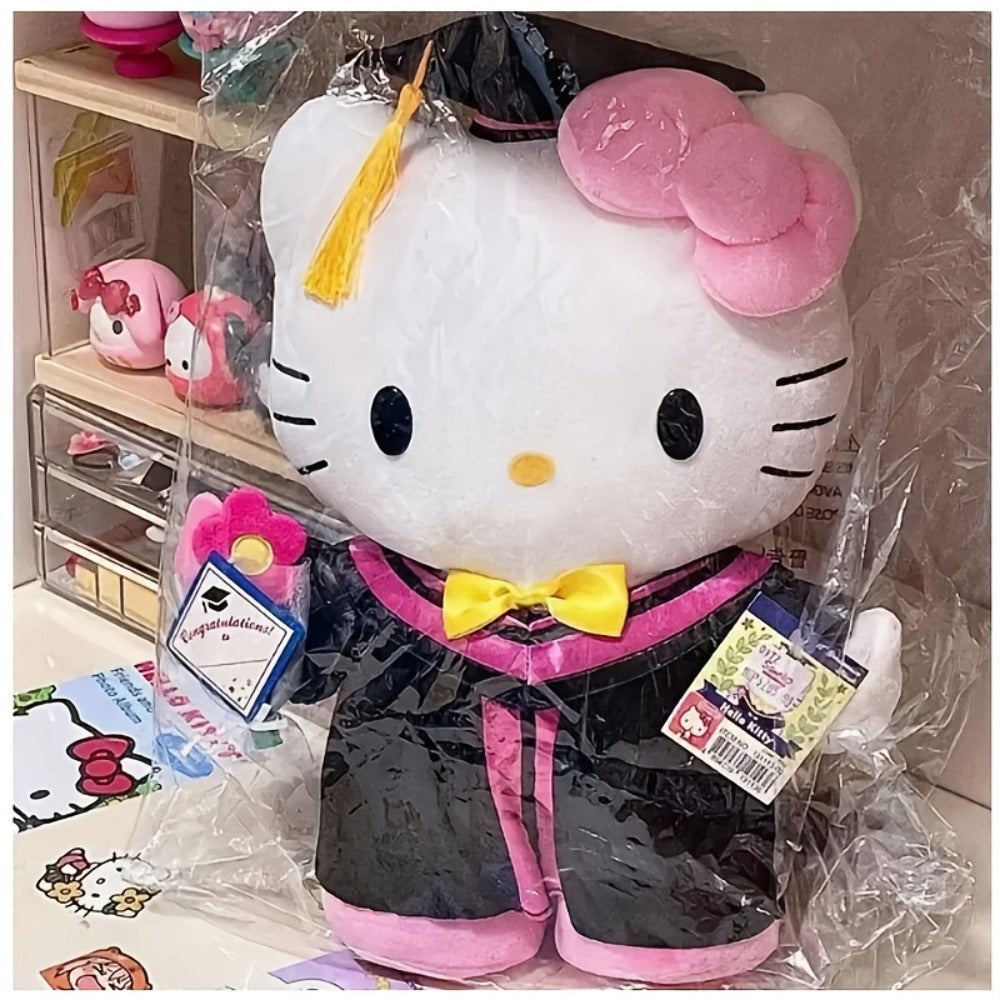 Hello Kitty Graduation Cap and Gown Set — Officially Licensed Sanrio Doctoral Cap & Bachelor Gown, Kawaii Grad Gift for Girls & Teens, Graduation Photo Prop, Party Decor, Bouquet Decoration, Student Prize