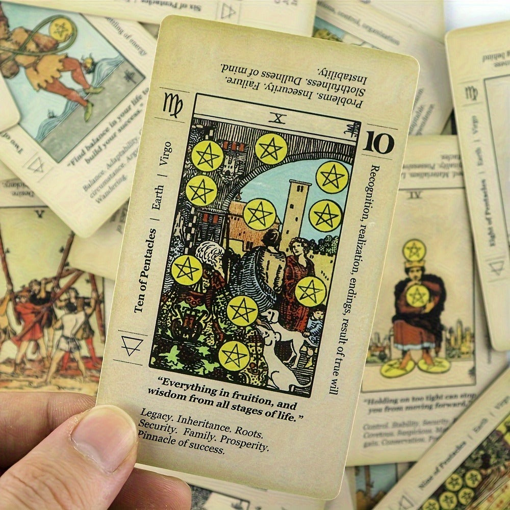Tarot Cards 78-Card Deck with PDF Guidebook for Beginners – Complete Vintage Spiritual Reading Set, Full Major & Minor Arcana, Beginner-Friendly Gift for Women Teens Adults