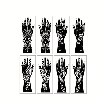 Temporary Tattoo Stencil Set 8 Sheets Reusable Hollow Floral Body Art Stencils for Airbrush Spray Paint Arms Hands Forearms Valentine Wedding Party Festival Gift Women