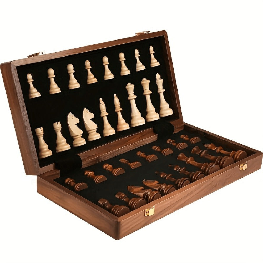 Folding Chess Set 33 Pieces with Board & Gift Box – Travel Portable Strategy Game for Kids Adults Beginners, Classic Tabletop Game for Family Game Night