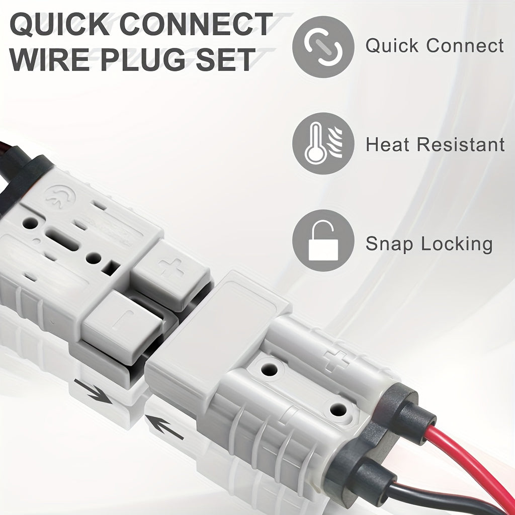 RV SB50A Connector Plug with Wire, Double SB50 Anderson Connector Cable, Quick Connection to Battery Harness, Forklift Plug Wire, One Pair of Fixed Power Forklift Connectors for Car Forklift