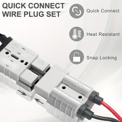RV SB50A Connector Plug with Wire, Double SB50 Anderson Connector Cable, Quick Connection to Battery Harness, Forklift Plug Wire, One Pair of Fixed Power Forklift Connectors for Car Forklift