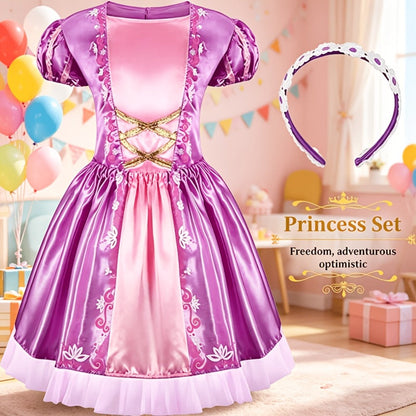 Girls Princess Dress Up Costume Set 14pcs – 5 Role Play Outfits with Crowns, Earrings & Storage Box, Toddler Princess Costumes for Girls Ages 3-6, Birthday Gift