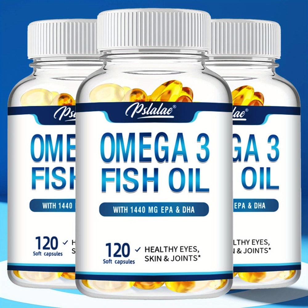 Triple Strength Omega-3 Fish Oil Softgels 120 Capsules with High-Potency EPA & DHA — Heart, Brain, Vision & Skin Health Supplement for Women and Men