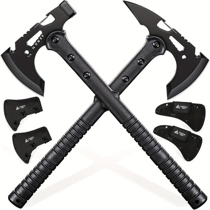 Tactical Tomahawk Axe 2-Pack – Camping Hatchet with Spike, Hammer, Bottle Opener, Hex Wrench & Sheath | Survival Axe for Hiking Trekking Bushcraft