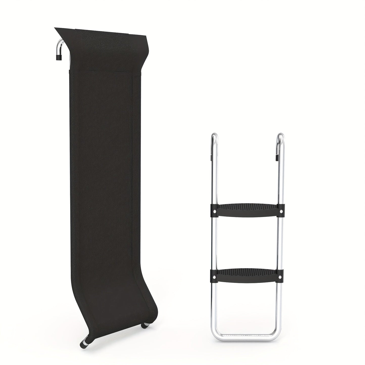 Trampoline Ladder & Slide Kit – 2-Step Wide Safety Ladder Stairs with Strong Tear-Resistant Slide for Trampolines, Ages 14+, PE & Galvanized Steel Construction