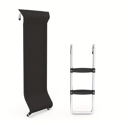 Trampoline Ladder & Slide Kit – 2-Step Wide Safety Ladder Stairs with Strong Tear-Resistant Slide for Trampolines, Ages 14+, PE & Galvanized Steel Construction