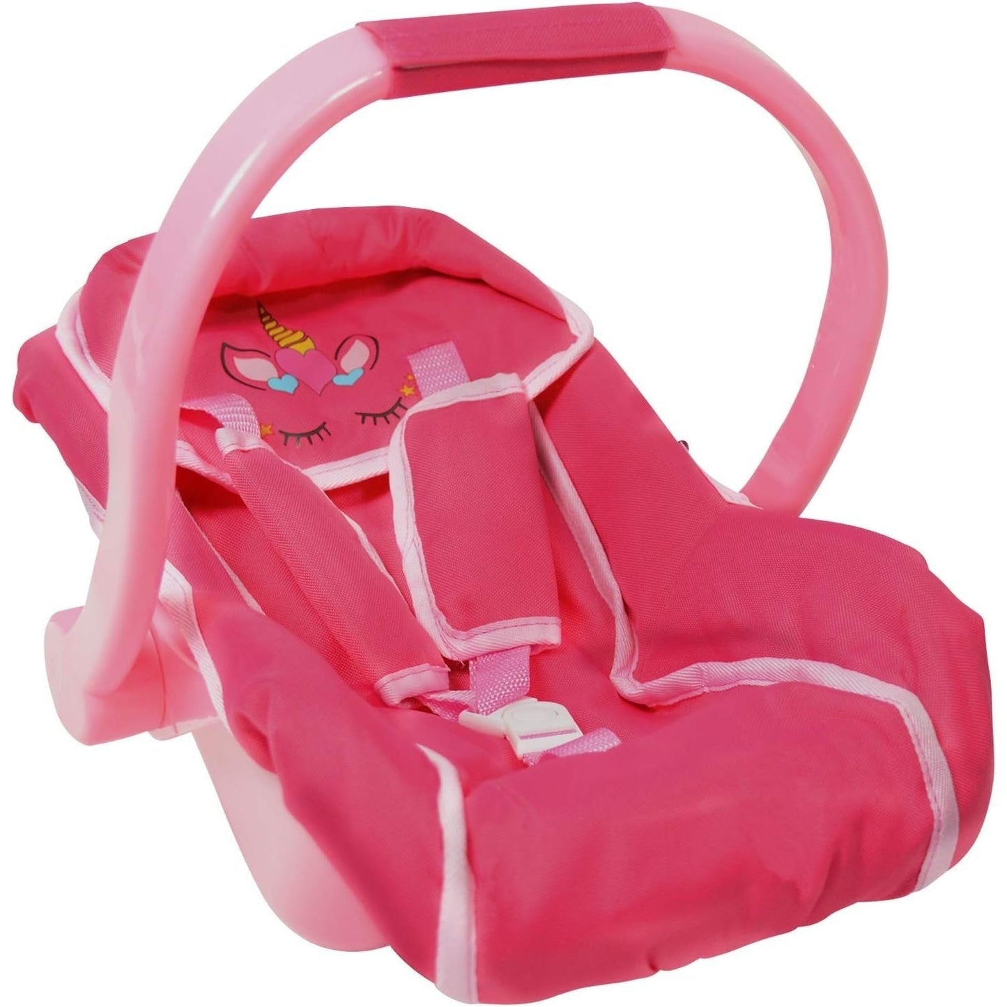 Doll Car Seat Carrier for 18 Inch Dolls Pink Unicorn Design 2-in-1 Baby Doll Travel Accessory Lead-Free Safety Tested Role Play Gift for Girls Ages 3+ Birthday Christmas