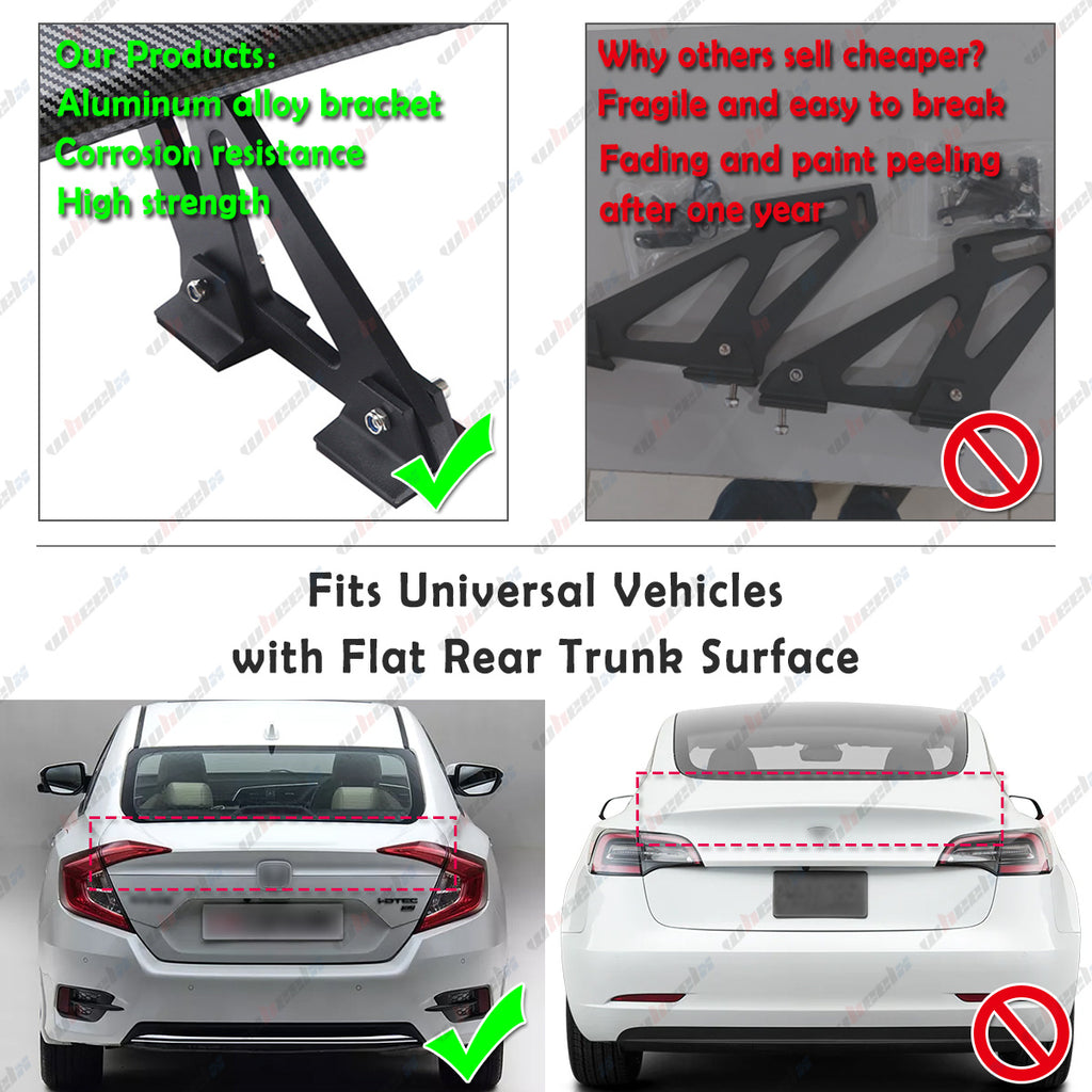 57 Inch Universal Rear Trunk Spoiler Wing GT Style ABS Racing Car Spoiler Compatible with Sedan Coupe Hatchback Wide Adjustable Rear Spoiler Wing Matt Black/ Glossy Black/ Carbon Fiber