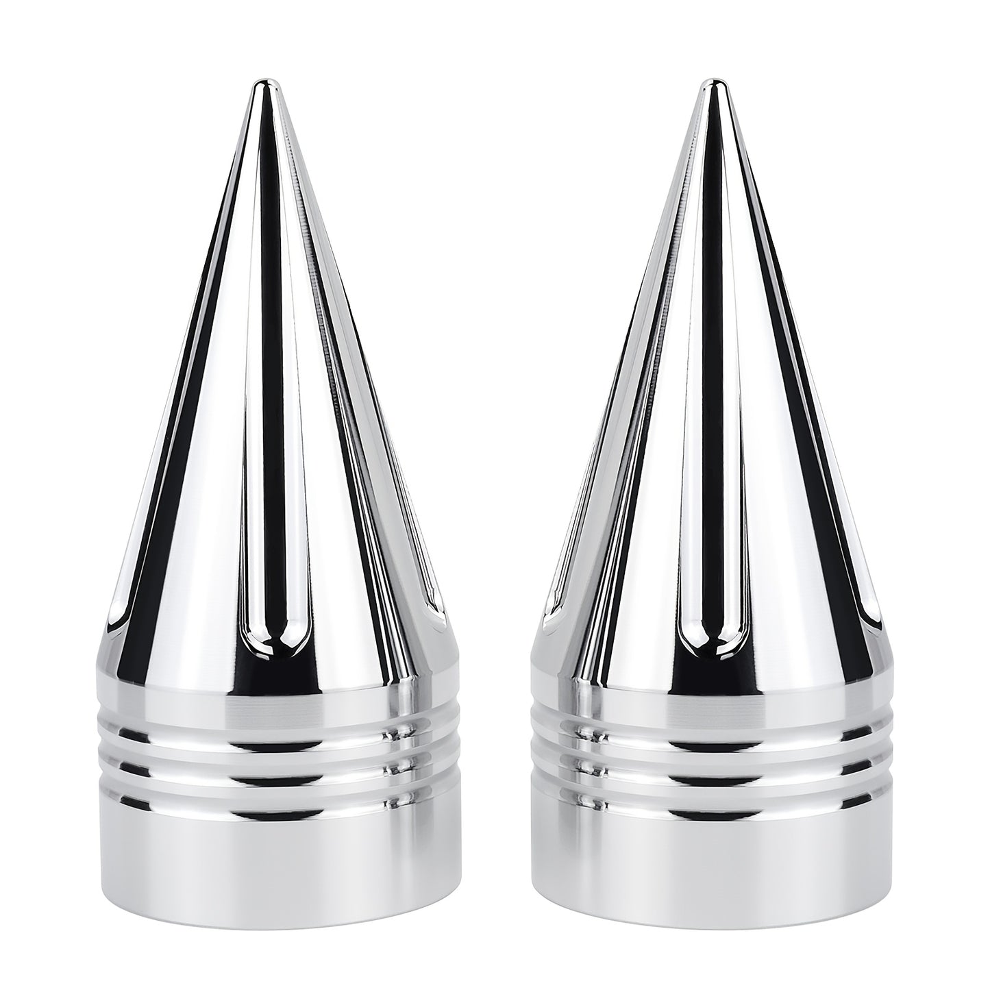 CNC Spike Motorcycle Front Axle Nut Covers Caps 3.6" – Fits Harley Touring Street Glide Road King Electra Glide Tri Glide 2008-Later, Black & Silvery
