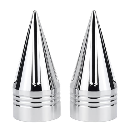 CNC Spike Motorcycle Front Axle Nut Covers Caps 3.6" – Fits Harley Touring Street Glide Road King Electra Glide Tri Glide 2008-Later, Black & Silvery