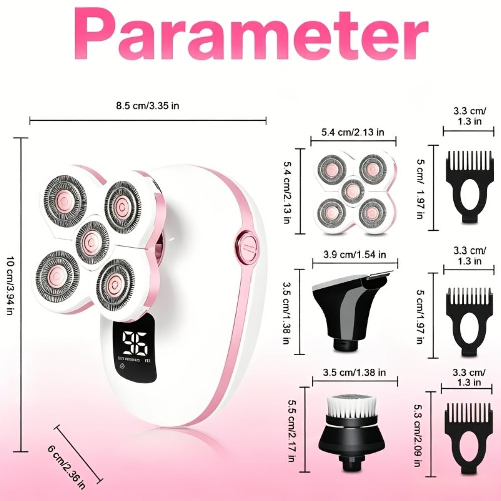 Waterproof Electric Shaver for Women & Men – IPX6 Rotary Head, Wet & Dry Body Hair Removal, Floating Head, Type-C Charging, LED Display, Underarm Leg Arm Face Shaver, Holiday Gift