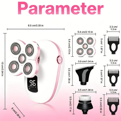 Waterproof Electric Shaver for Women & Men – IPX6 Rotary Head, Wet & Dry Body Hair Removal, Floating Head, Type-C Charging, LED Display, Underarm Leg Arm Face Shaver, Holiday Gift