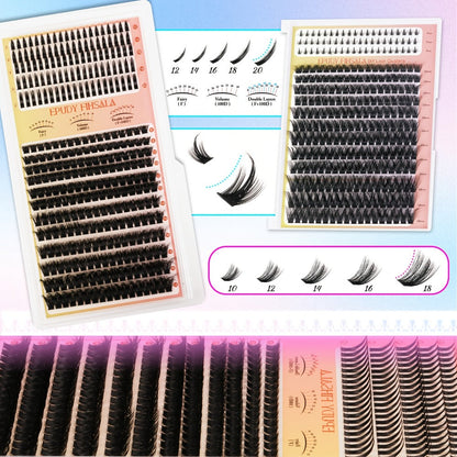 DIY Lash Clusters Gift Set 30D-100D Mixed Length Soft Fluffy Volume Cluster Lashes with Tweezers & Mascara Wands – Natural to Glam Look, Perfect Beauty Gift for Her & Mom