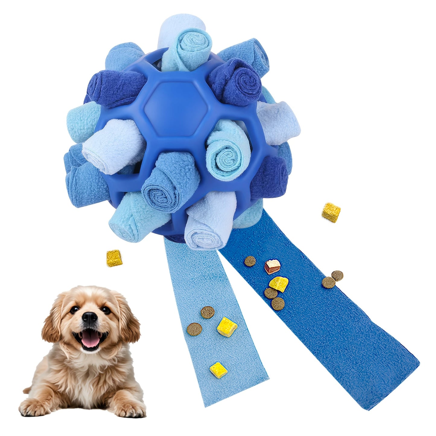 Snuffle Ball Dog Toy - Interactive Foraging Treat Dispenser & Slow Feeder Puzzle Toy for Small Medium Large Dogs, Snuffle Mat Ball for Mental Stimulation, Puppy Enrichment Toy, No Battery Required