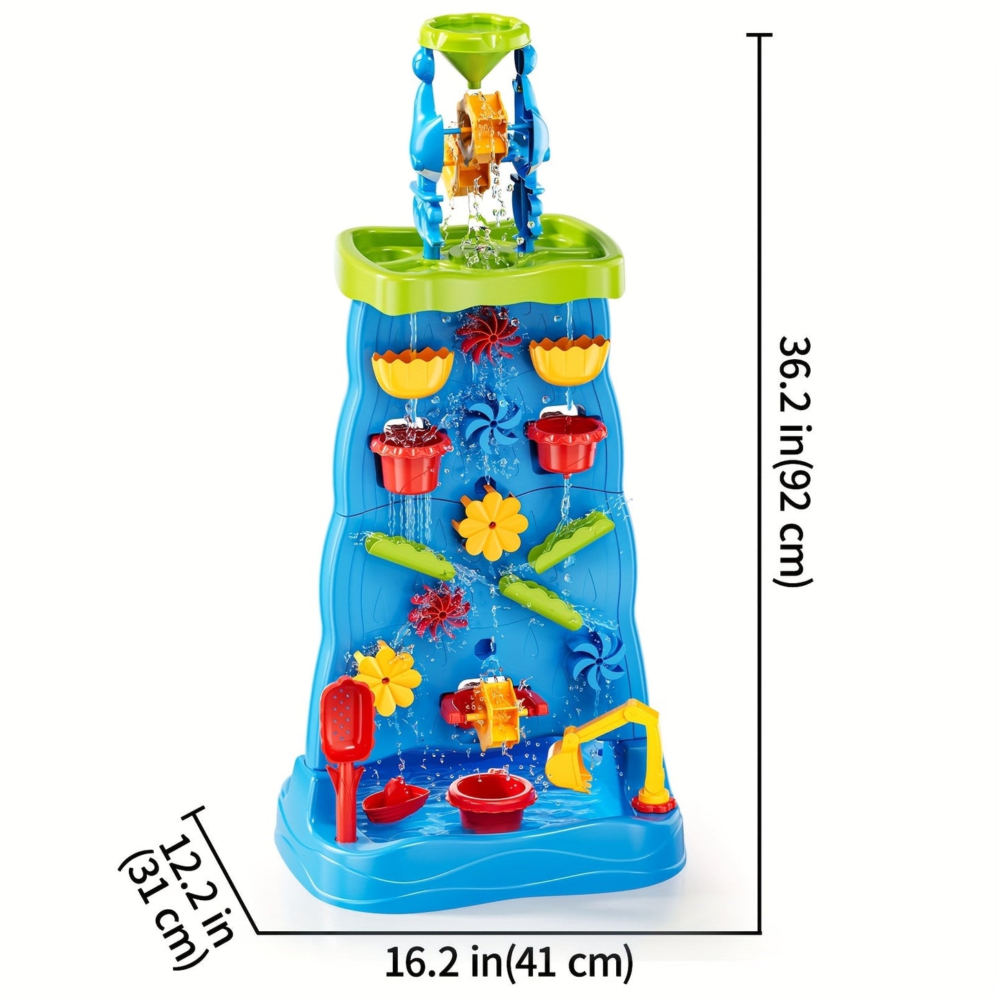 Water Play Table for Kids Double-Sided Waterfall & Beach Sand Zone – Outdoor Sensory Activity Toy for Toddlers Ages 3+, Beach Tools Included, Backyard Summer STEM Gift for Boys & Girls