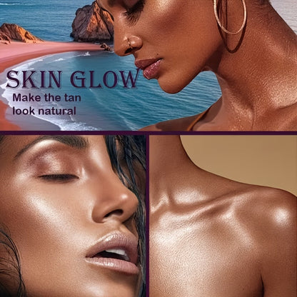 Sunless Tanning Mousse with Applicator Glove 60ml – Natural Plant Ingredients Self Tanner Bronzing Set, Gradual Buildable Color for Even Light Beige Tan, Streak-Free Sunless Tanner for Body