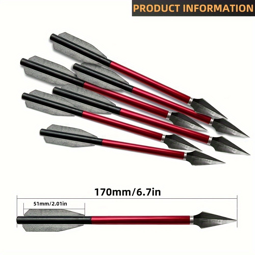 Broadhead Mini Crossbow Bolts 6pcs | 6.7 Inch Aluminum Alloy Archery Arrows with Sharp Tips for 50-80 Lbs Mini Crossbow – Multiple Colors for Adult Shooting, Hunting & Target Practice