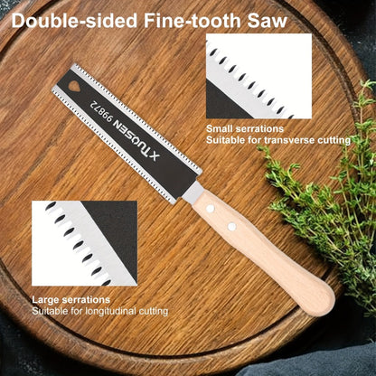 Japanese Pull Saw Set 3-Piece – Double-Sided Fine Teeth Curved Hardwood Hand Saw for Woodworking, Trimming & Precision Cutting, Double-Edged Flush Cut Saw for Pros & DIYers