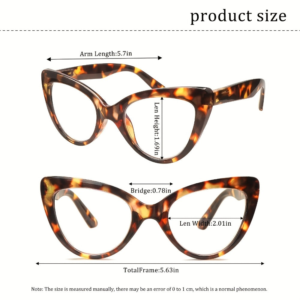 Cat Eye Reading Glasses 4 Pack Women Blue Light Blocking – Leopard Print Gradient Stylish Frames, Spring Hinges, Computer Readers for All Face Shapes, Multiple Magnification Strengths