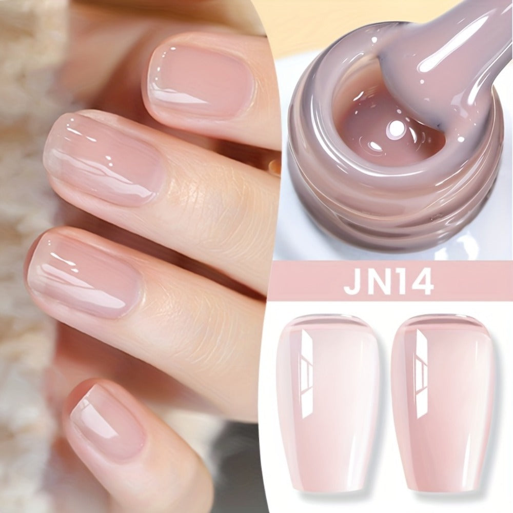 Nude Jelly Gel Nail Polish 10ml Skin Tone Transparent Finish – Semi-Permanent Soak-Off UV LED 30-Day Wear, Jade Nail Art Minimalist Natural Look for Women, Shades JN05 JN68 JN75 JN76