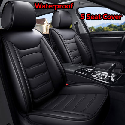 5 Seat Car Seat Covers Faux Leather Seat Covers Full Set Waterproof For Car Sedan SUV Truck Vans Front & Rear Seat Cushion Protector with Back Big Storage Bag Christmas Gift