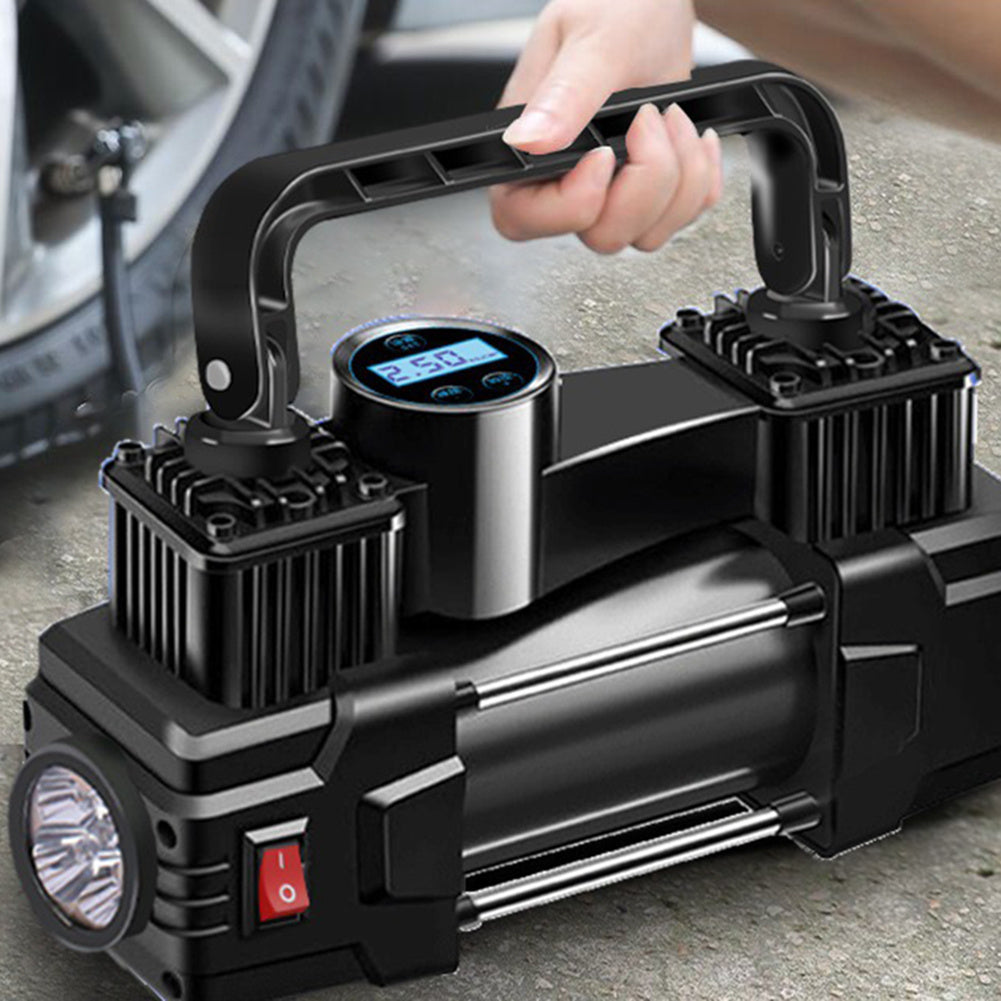 12V 150 PSI Car Air Pump Tire Inflator Portable Powerful Dual Cylinder Air Pump for Car Tires, Auto Accessories, Automatic Tire Pump with LED Digital Pressure Gauge, LED Light, Suitable for SUV, Truck, Car, Bicycle, Basketball, Lifebuoy, No Battery Requir
