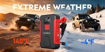 Portable Jump Starter with Air Compressor – 15000A-19000A Peak 350PSI 12V 17-in-1 Car Battery Jump Starter, Digital Display, LED Light & Smart Clamp for Cars Trucks SUVs