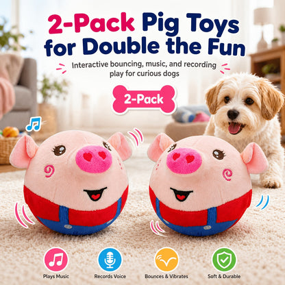 Electronic Bouncing Dog Toy with Animal Sound - USB Rechargeable Interactive Rolling Ball, Voice Recording & Music Mode, Washable Motion Sensor Toy for Small Medium Dogs & Puppies