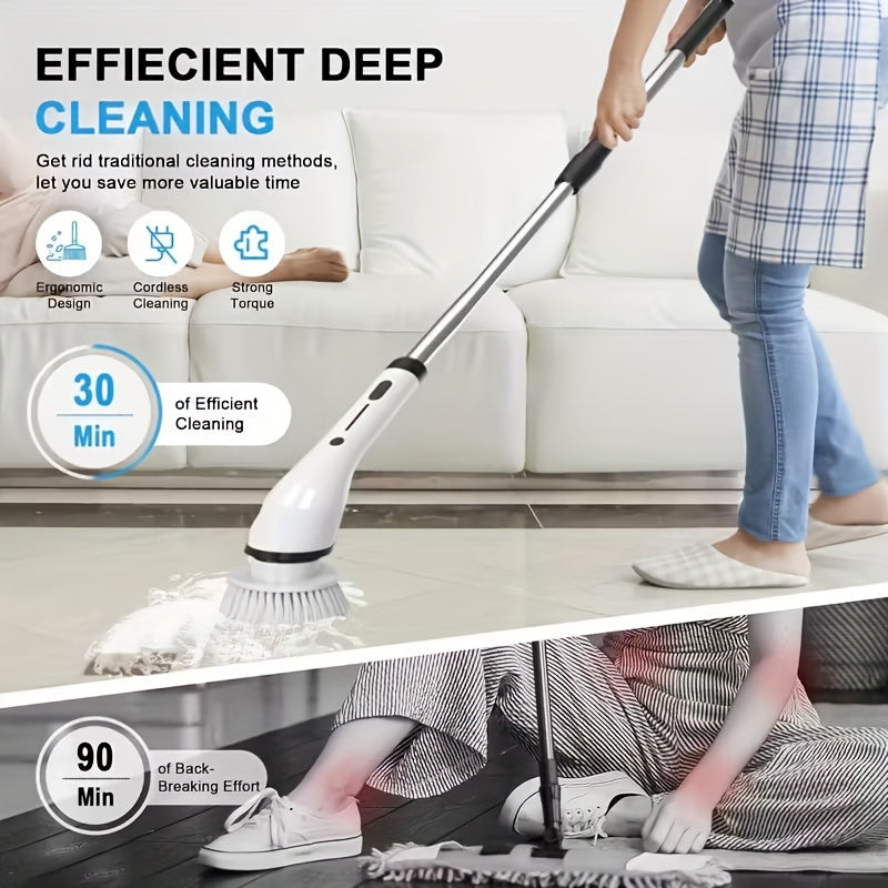 2026 New Electric Spin Scrubber, Powerful Brush for Bathroom, Bathtub, Shower, Floors, And Cars, USB Rechargeable, Dual-Speed Detachable Telescopic Handle, Comes with 8 Replaceable Brush Heads And 1 Gap Brush, Mother'S Day Gift