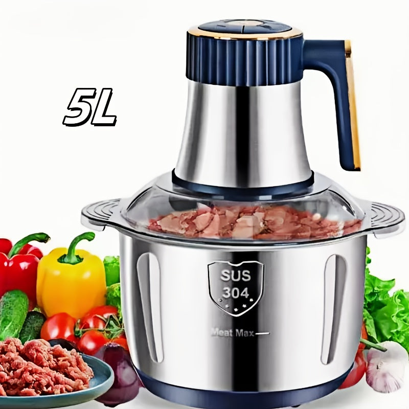 Electric Food Chopper & Processor 5L Stainless Steel - 40000 RPM Motor, 6 Bi-Level Blades, Meat Grinder & Vegetable Slicer for Kitchen, Onion, Garlic, Nuts, Fruit, Dough & More