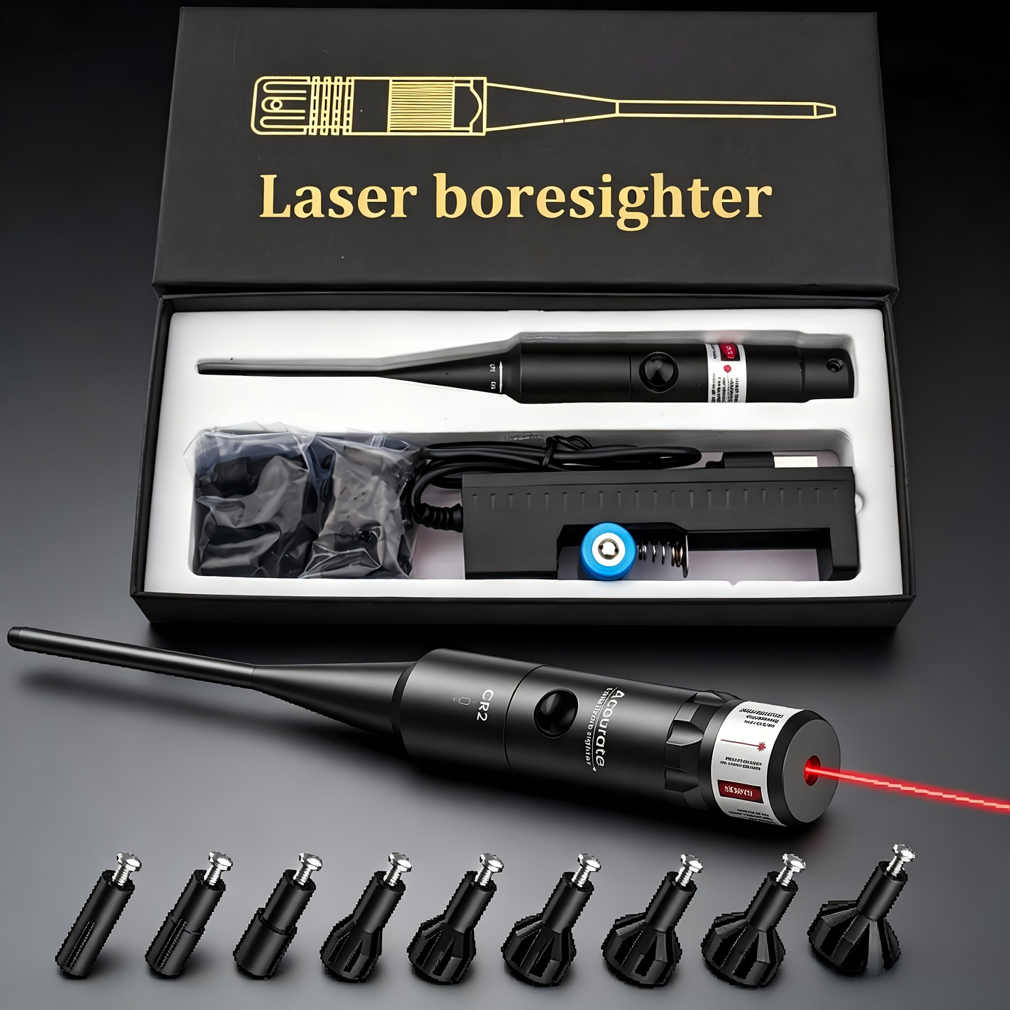 Universal Laser Bore Sighter Kit with 32 Adapters | Red & Green Bore Sight for Rifles, Pistols & Shotguns – Tactical Caliber Boresighter Accommodating Firearms from .17 to 12GA for Fast Zero-In