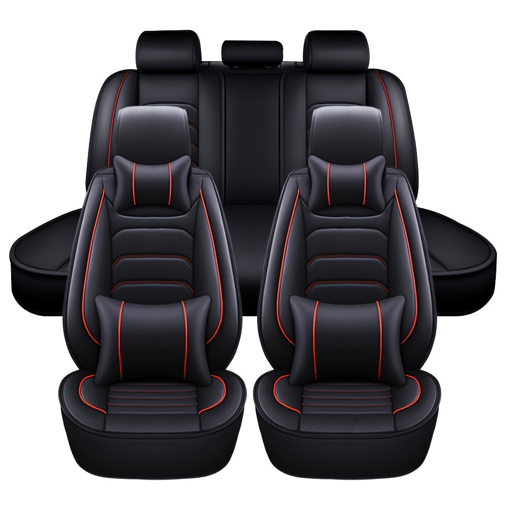 Faux Leather Car Seat Covers 5-Seat Full Set – Waterproof 360° Protection, Foam Padding, Universal Fit for SUV, Truck & Sedan (6 Colors)
