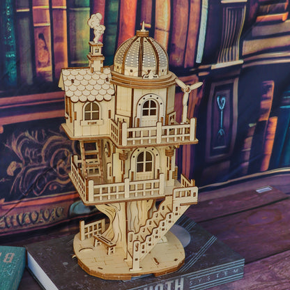 3D Wood Model Kit for Adults & Teens – DIY Wooden Assembly Puzzle, Choose Fisherman's Hut / Treehouse / Cowboy Bar, STEM Brain Teaser Craft Kit, Unique Birthday & Holiday Gift