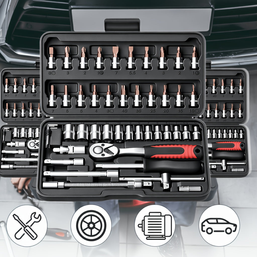 Car Maintenance Tool Set, Auto Repair Wrench, Multipurpose Ratchet Tool Set - Ratchet Torque Wrench And Screwdriver, Portable Vehicle And Bicycle Repair Tools, Ideal Gift for Mechanics And Mechanical DIY Enthusiasts, Mechanic Tool Set